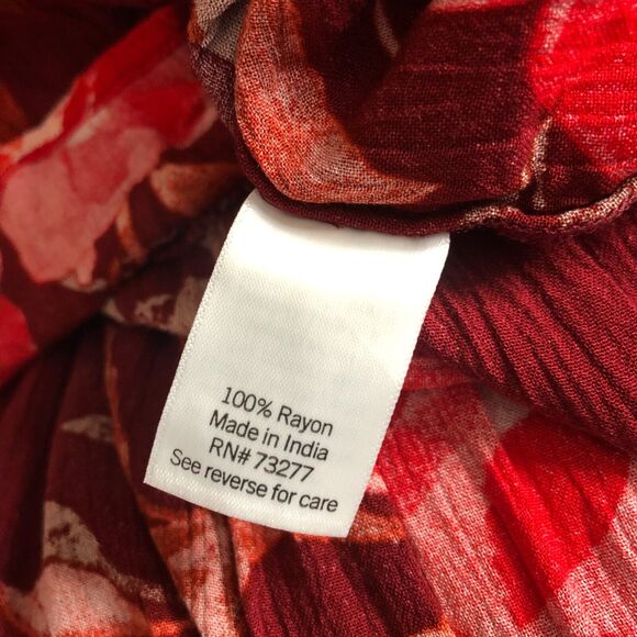 Sonoma Maxi Dress Plus Size 3XL Red Burgundy Floral Tiered Full Skirt - Picture 7 of 10